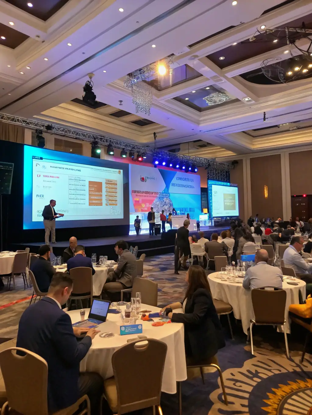 A dynamic shot of a corporate event, capturing the energy and professionalism, highlighting Inse Photography's event photography services.