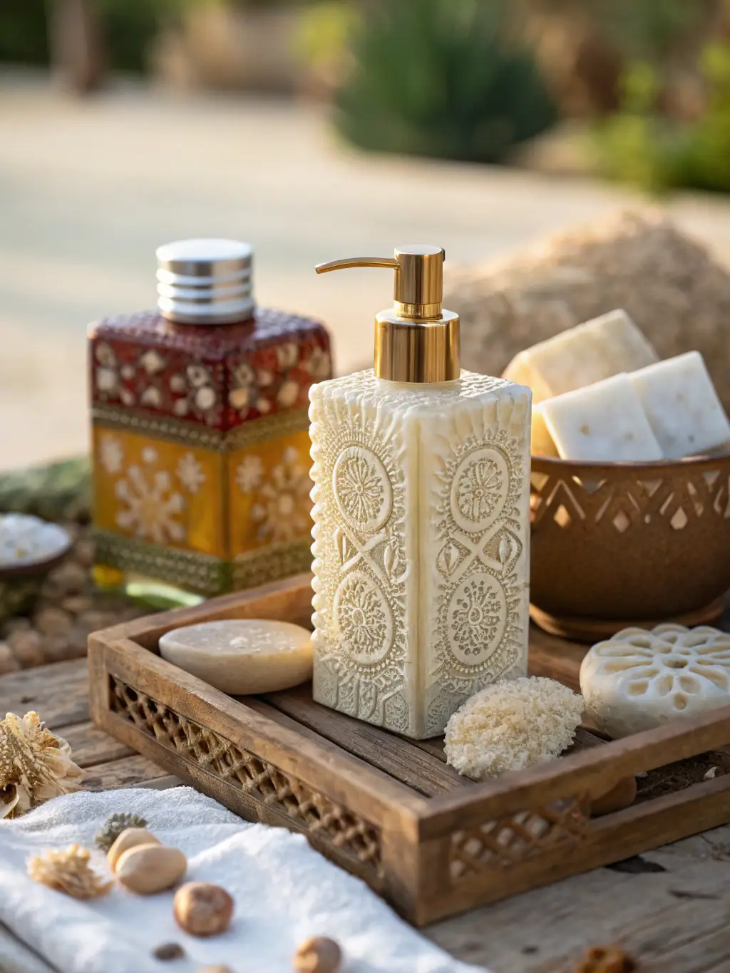 A vibrant image of a product display with professional lighting highlighting details.